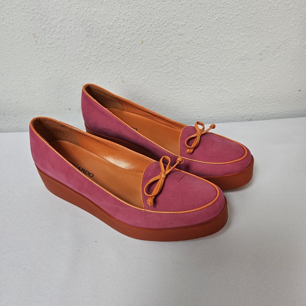 BERNARDO Suede Leather Colorblock Platform Wedge Shoes Size 8M Slip-on